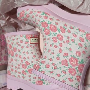 LoveShackFancy Pink Floral Rain Boots